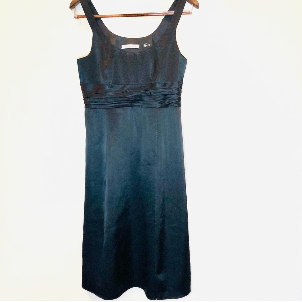 Laundry by design black satin empire-waist dress, small